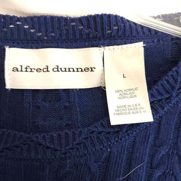 Alfred Dunner Womens Large Navy Blue 100% Acrylic Short Sleeve Pullover Sweater - Picture 3 of 6